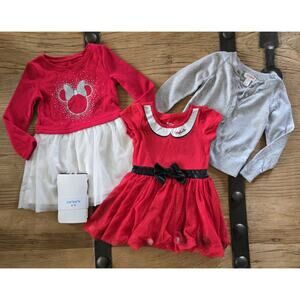 Girl's Red White and Gray Minnie Mouse Disney Bundle sz 2T